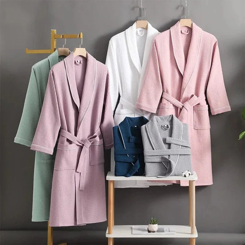 Peignoir de Bain Femme Coton Gaufré