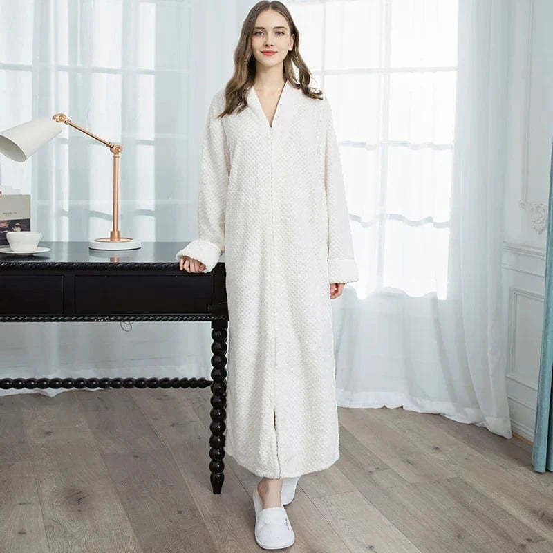 Peignoir Femme Polaire Long avec Zip
