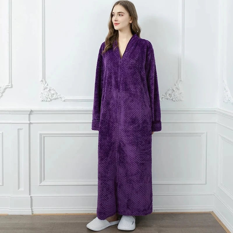 Peignoir Femme Polaire Long avec Zip