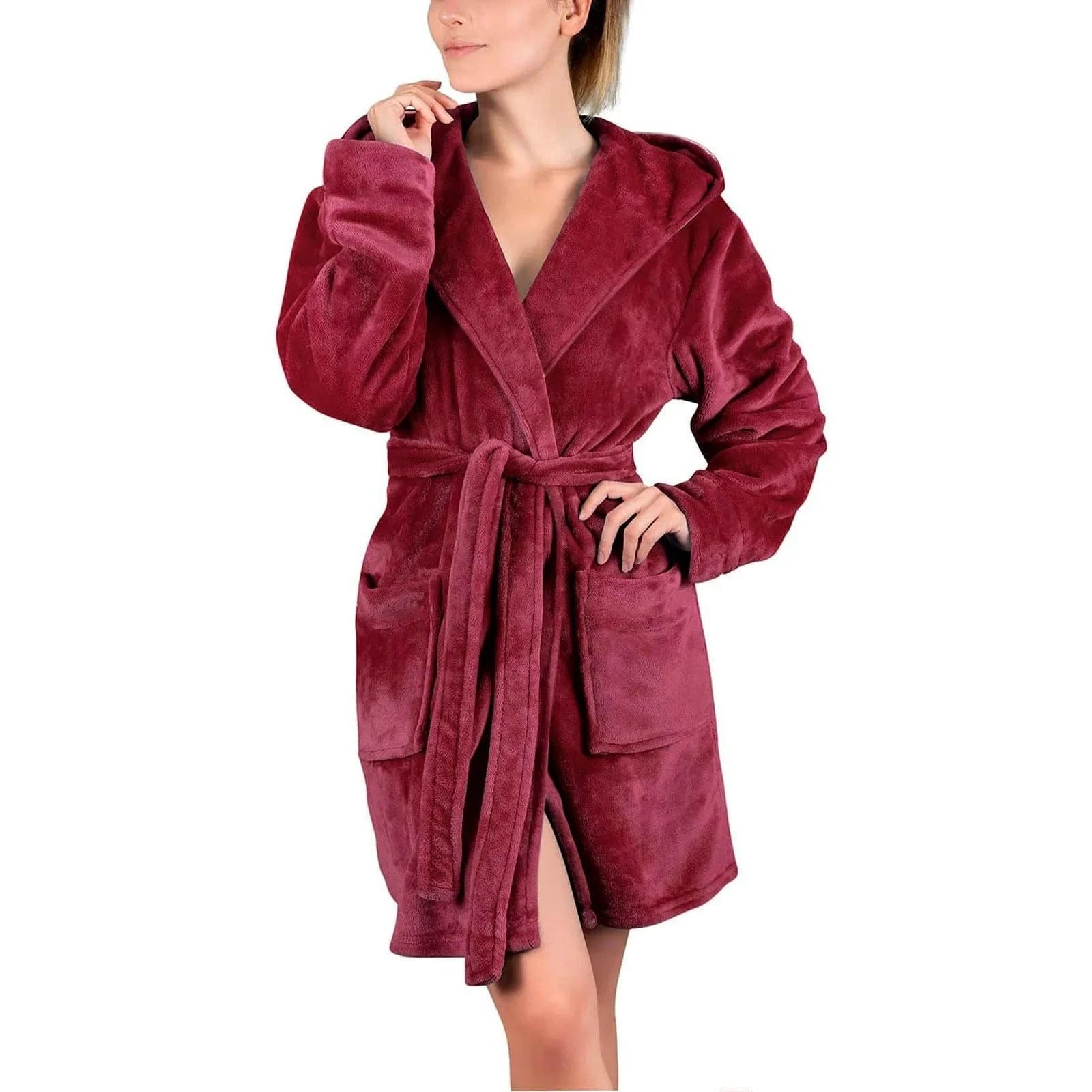 Peignoir Femme Polaire Velours avec Capuche