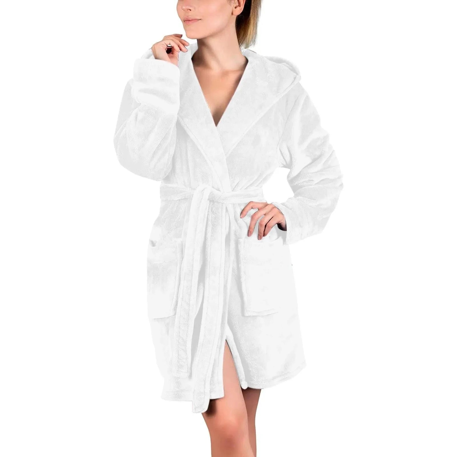 Peignoir Femme Polaire Velours avec Capuche