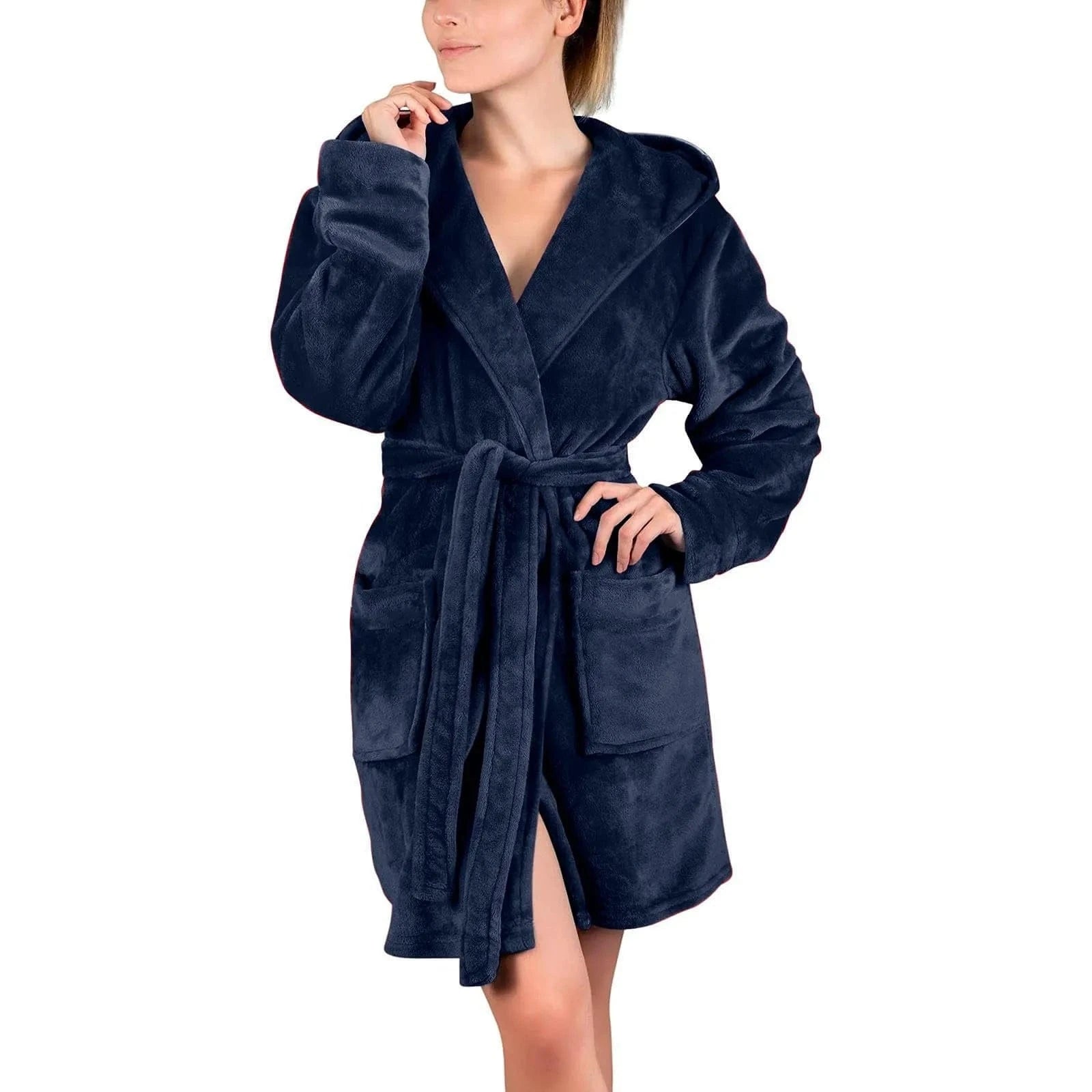 Peignoir Femme Polaire Velours avec Capuche