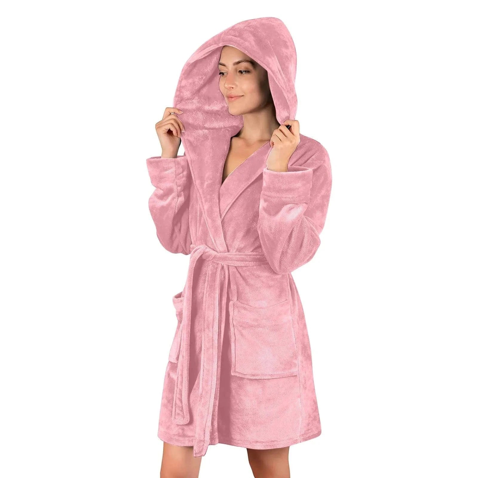 Peignoir Femme Polaire Velours avec Capuche
