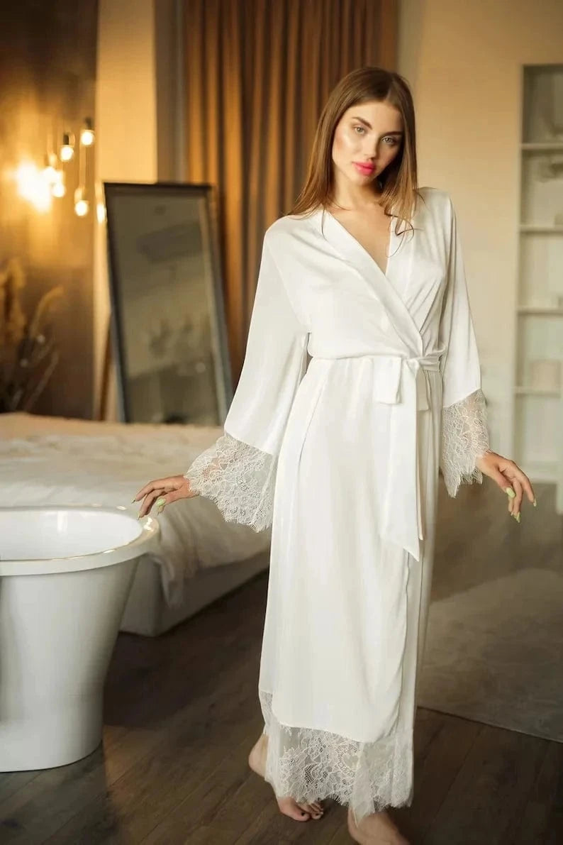 Peignoir Femme Satin Dentelle
