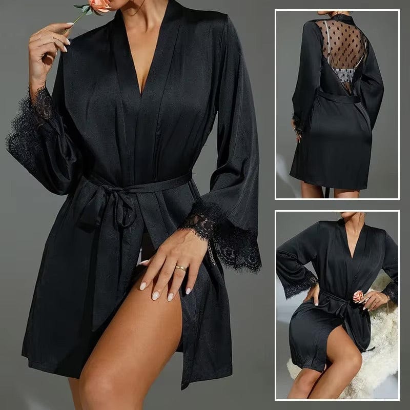 Peignoir Femme Satin Dos Transparent