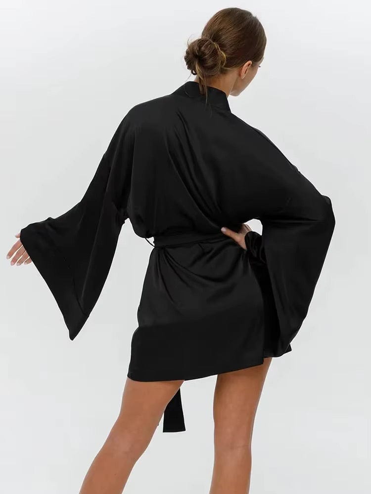 Peignoir Femme Satin Manches Évasées