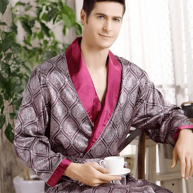 Peignoir Homme Luxe Satin Imprimé
