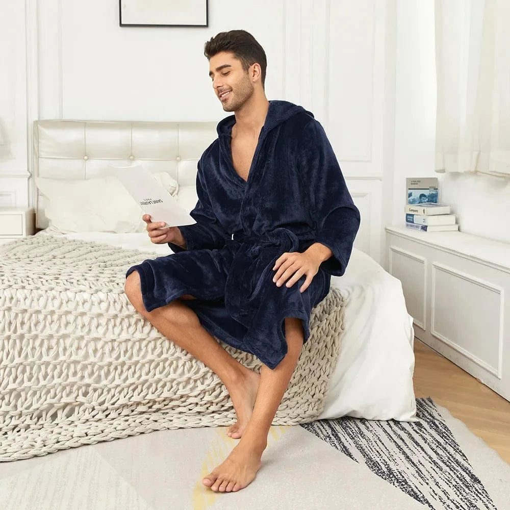 Peignoir Homme Polaire Capuche Doux