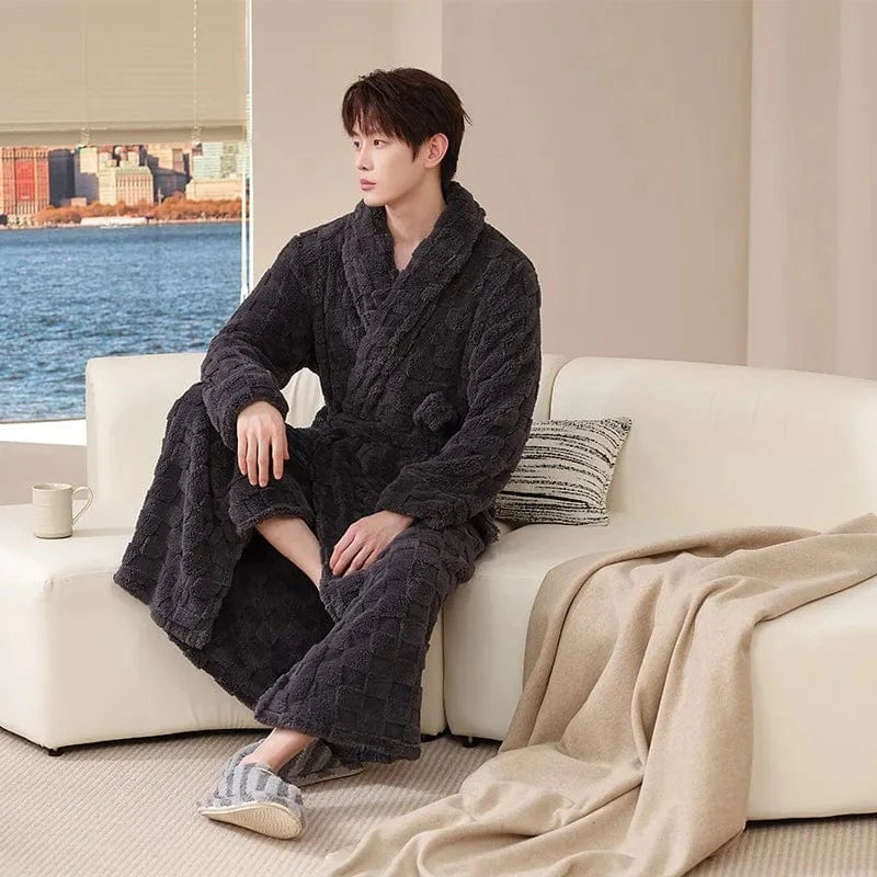 Peignoir Homme Polaire Motif Carré