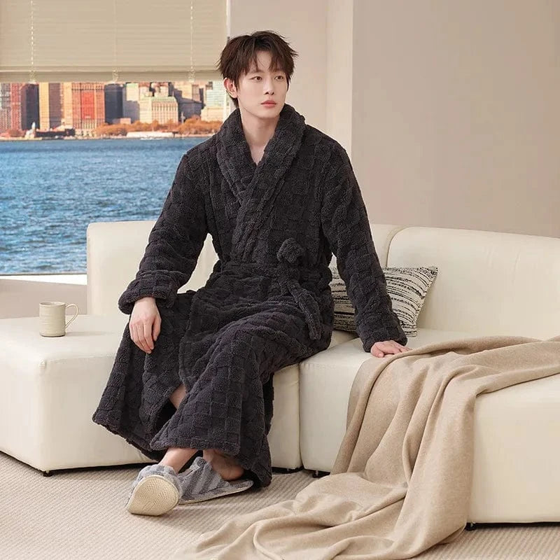 Peignoir Homme Polaire Motif Carré