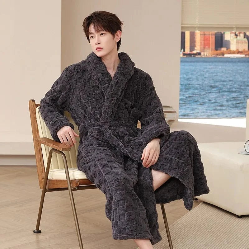 Peignoir Homme Polaire Motif Carré