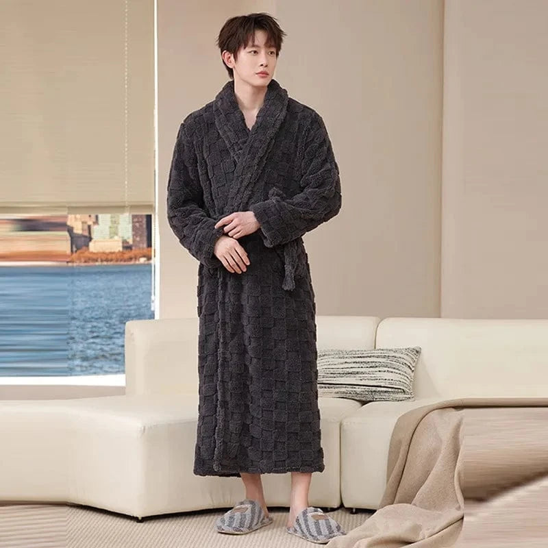 Peignoir Homme Polaire Motif Carré