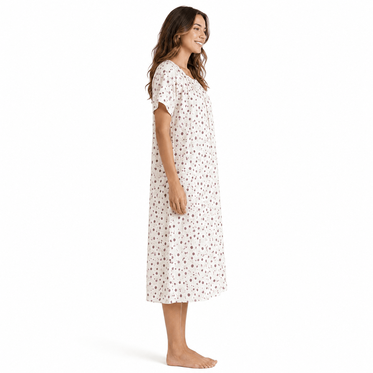 Robe de Chambre Femme Coton Imprimé Manches Courtes Été