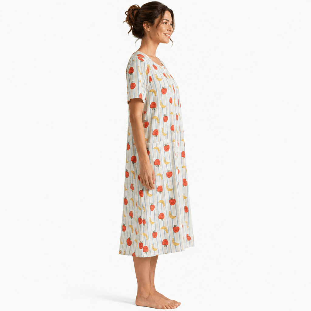 Robe de Chambre Femme Coton Cartoon Manches Courtes