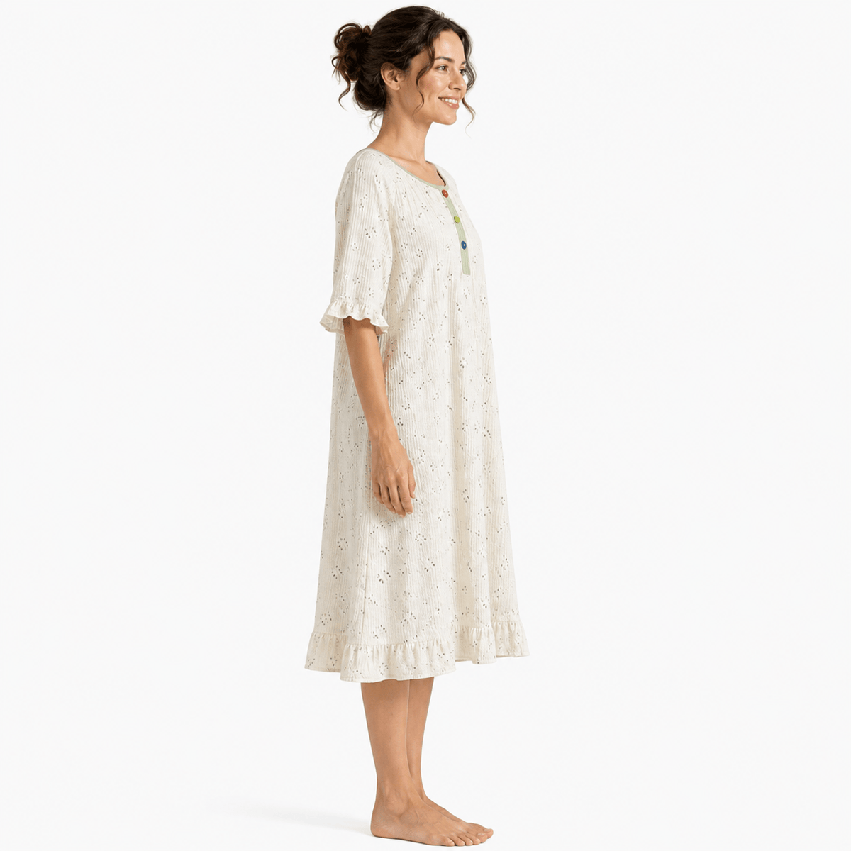 Robe de Chambre Femme Coton Classique Manches Courtes