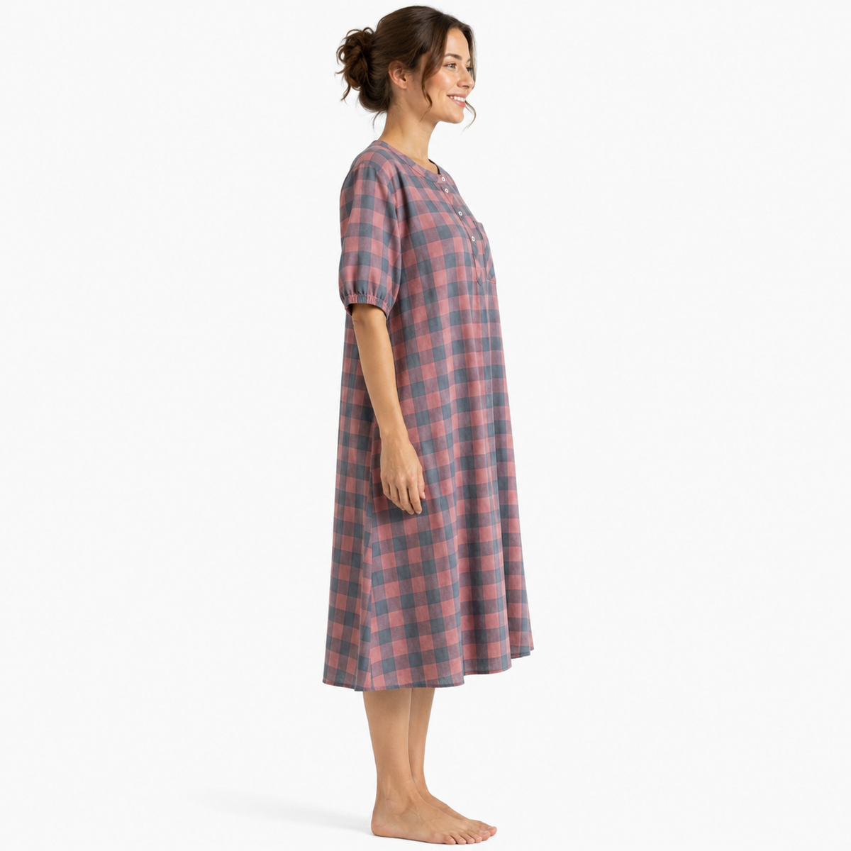 Robe de Chambre Femme Coton Carreaux