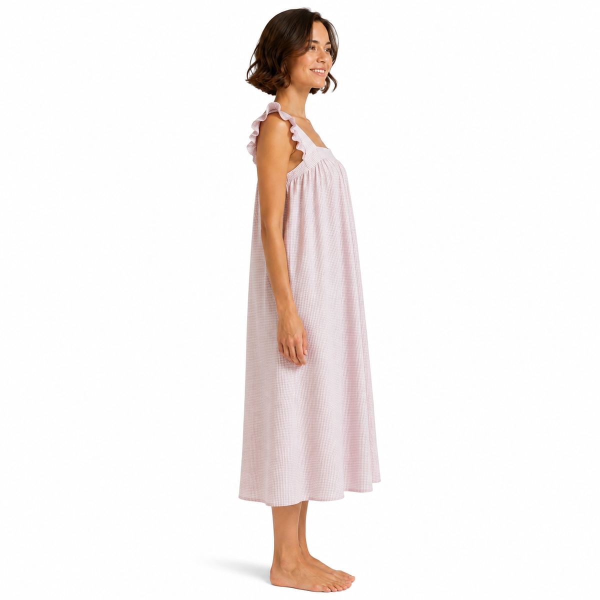 Robe de Chambre Femme Coton Petit Carreaux