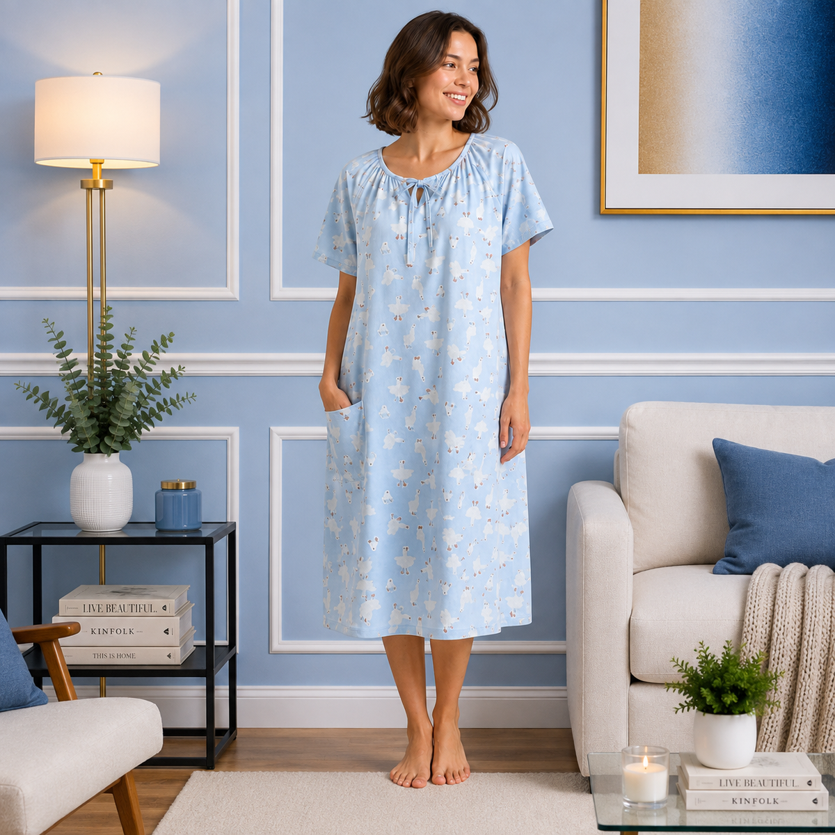Robe de Chambre Femme Coton Motif Cool