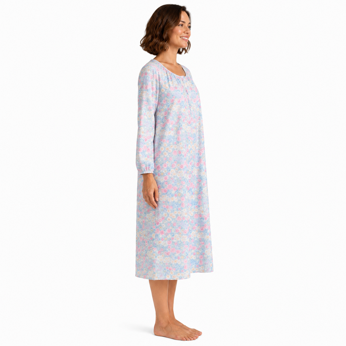 Robe de Chambre Femme Longue Boutonnée Manches 3/4