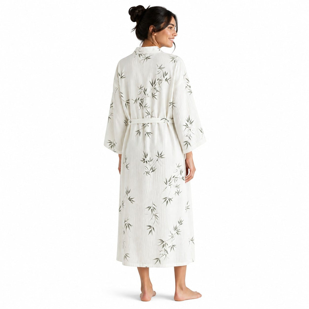 Kimono Coton Femme Motif Feuille Léger