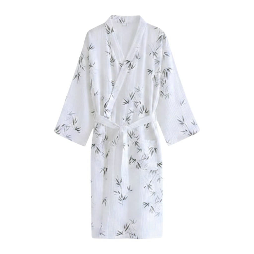 Kimono Coton Femme Motif Feuille Léger