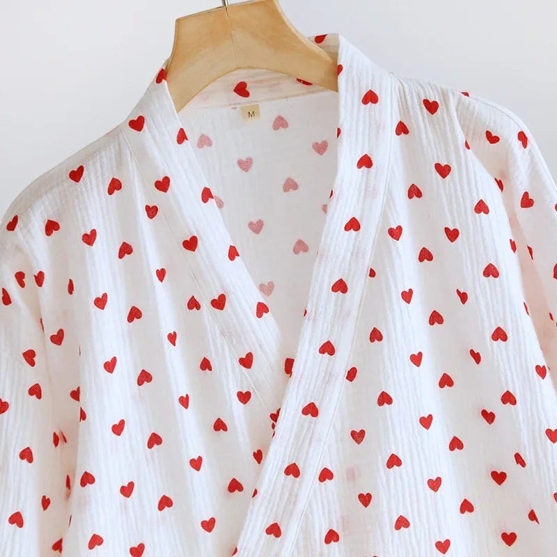 Kimono Femme Coton Femme Motif Cœur