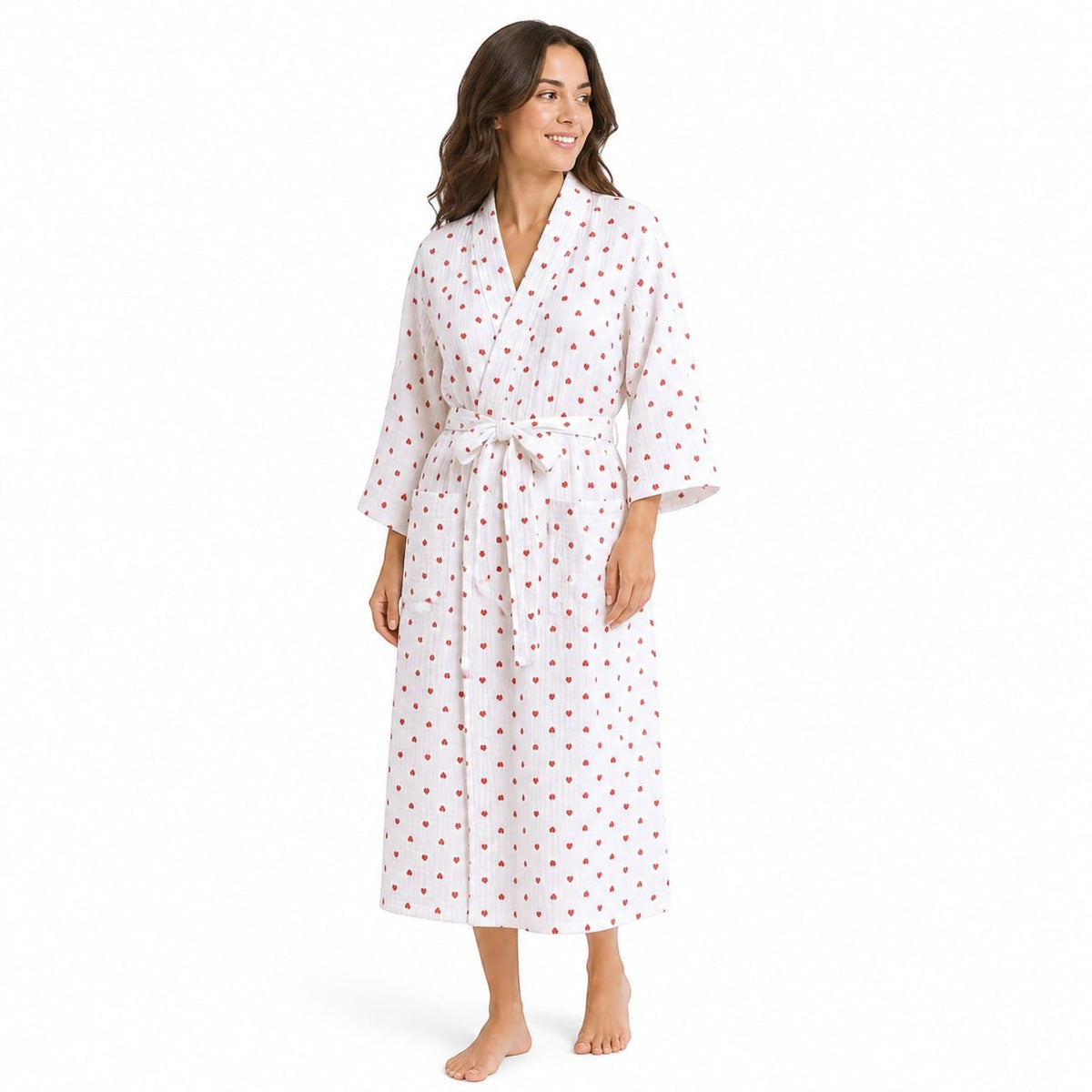 Kimono Femme Coton Femme Motif Cœur