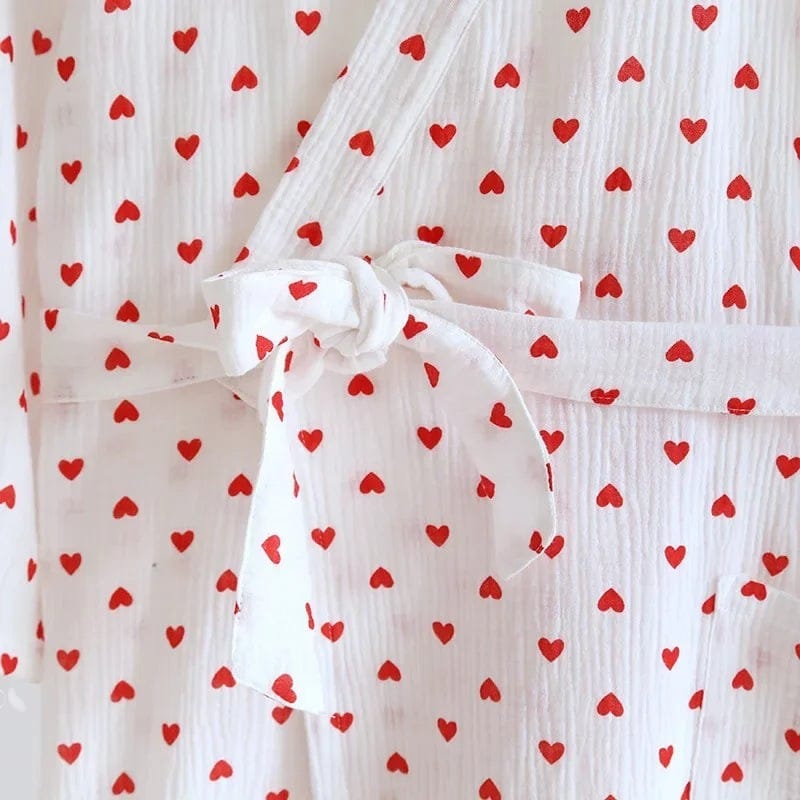 Kimono Femme Coton Femme Motif Cœur