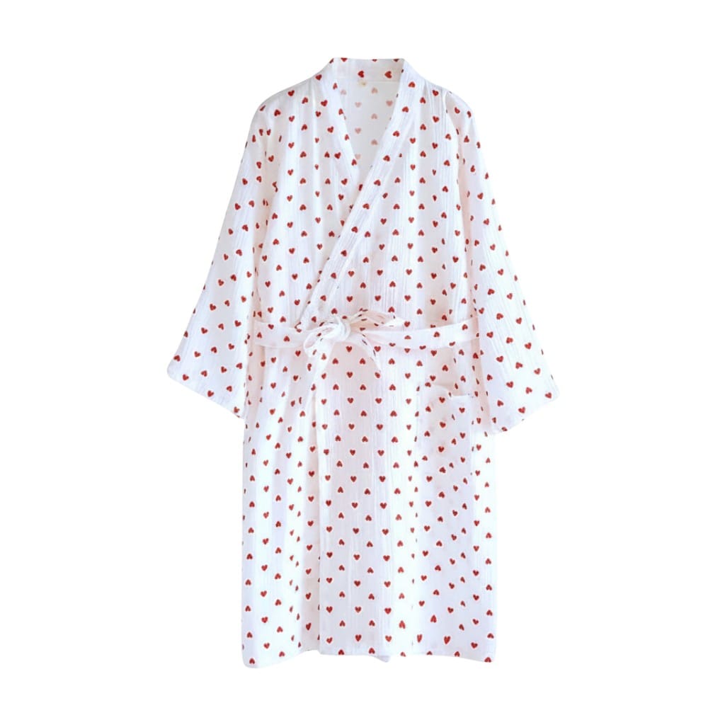 Kimono Femme Coton Femme Motif Cœur