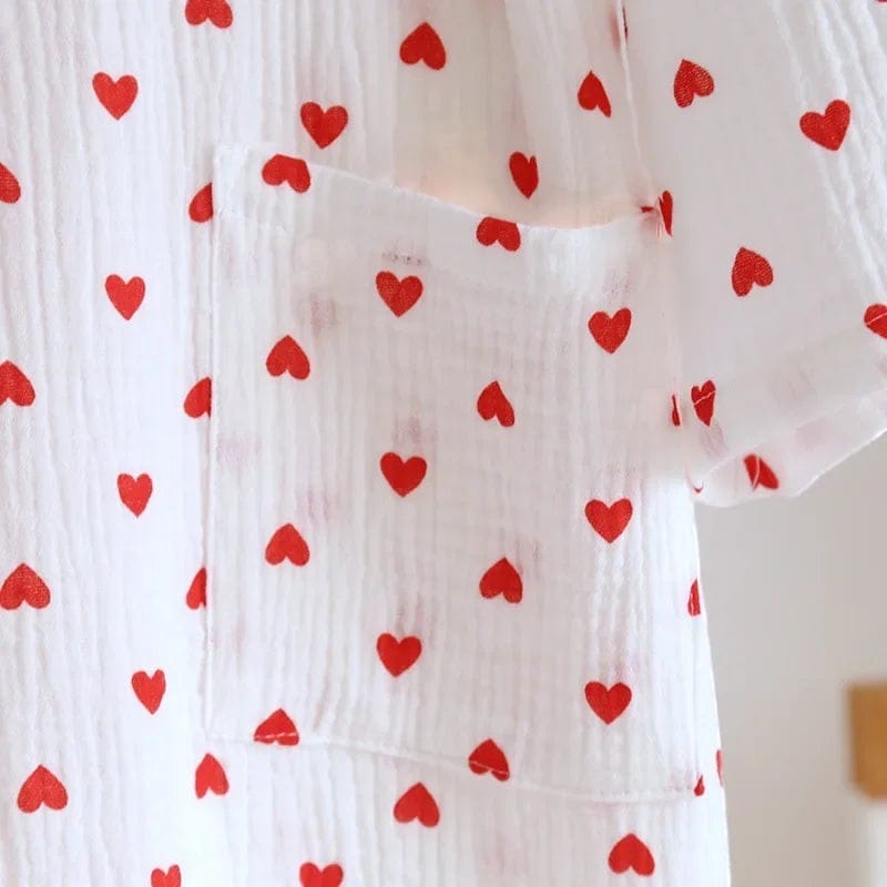 Kimono Femme Coton Femme Motif Cœur