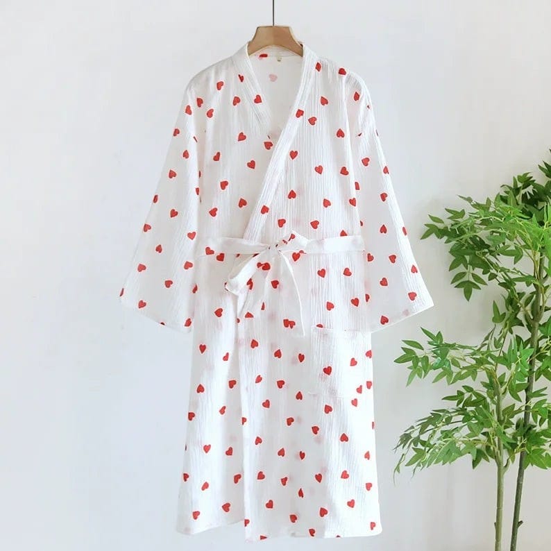 Kimono Femme Coton Femme Motif Cœur