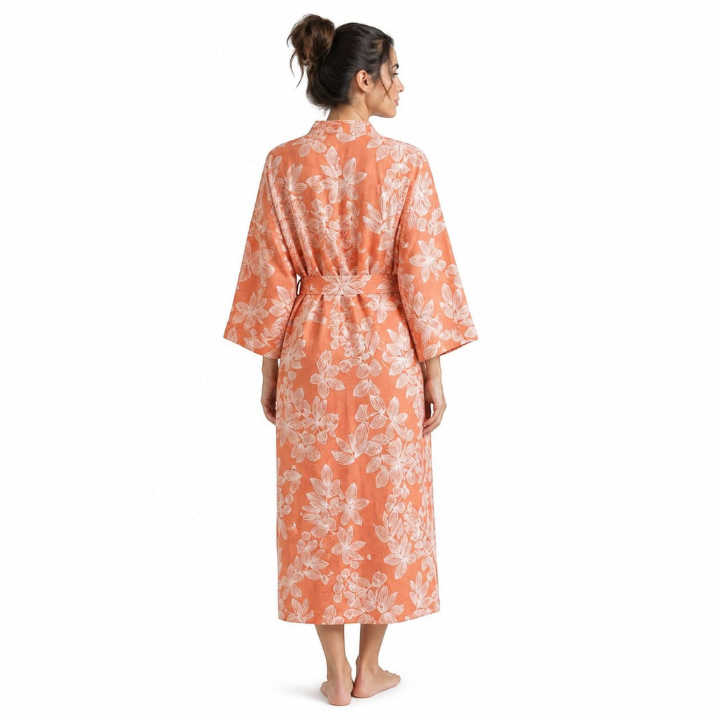 Kimono Femme Coton Fleuri Lacé