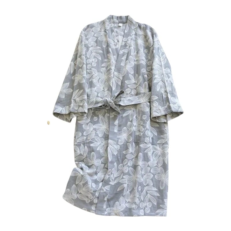Kimono Femme Coton Fleuri Lacé