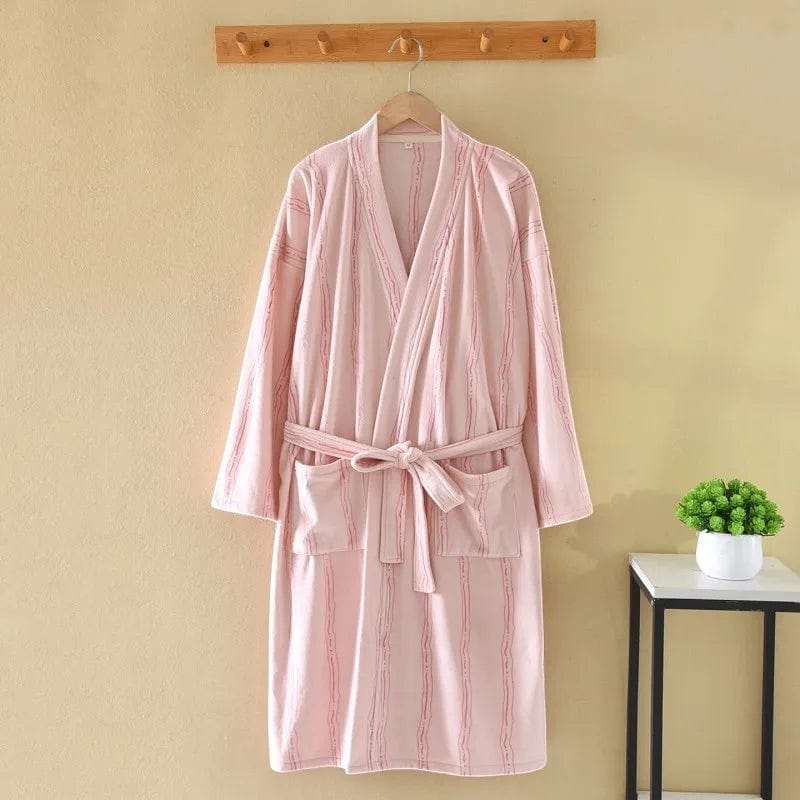 Kimono Femme Polaire Motif Rayé Mi-Long