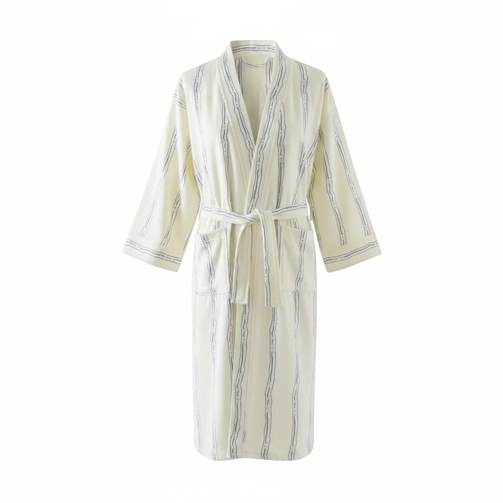 Kimono Femme Polaire Motif Rayé Mi-Long