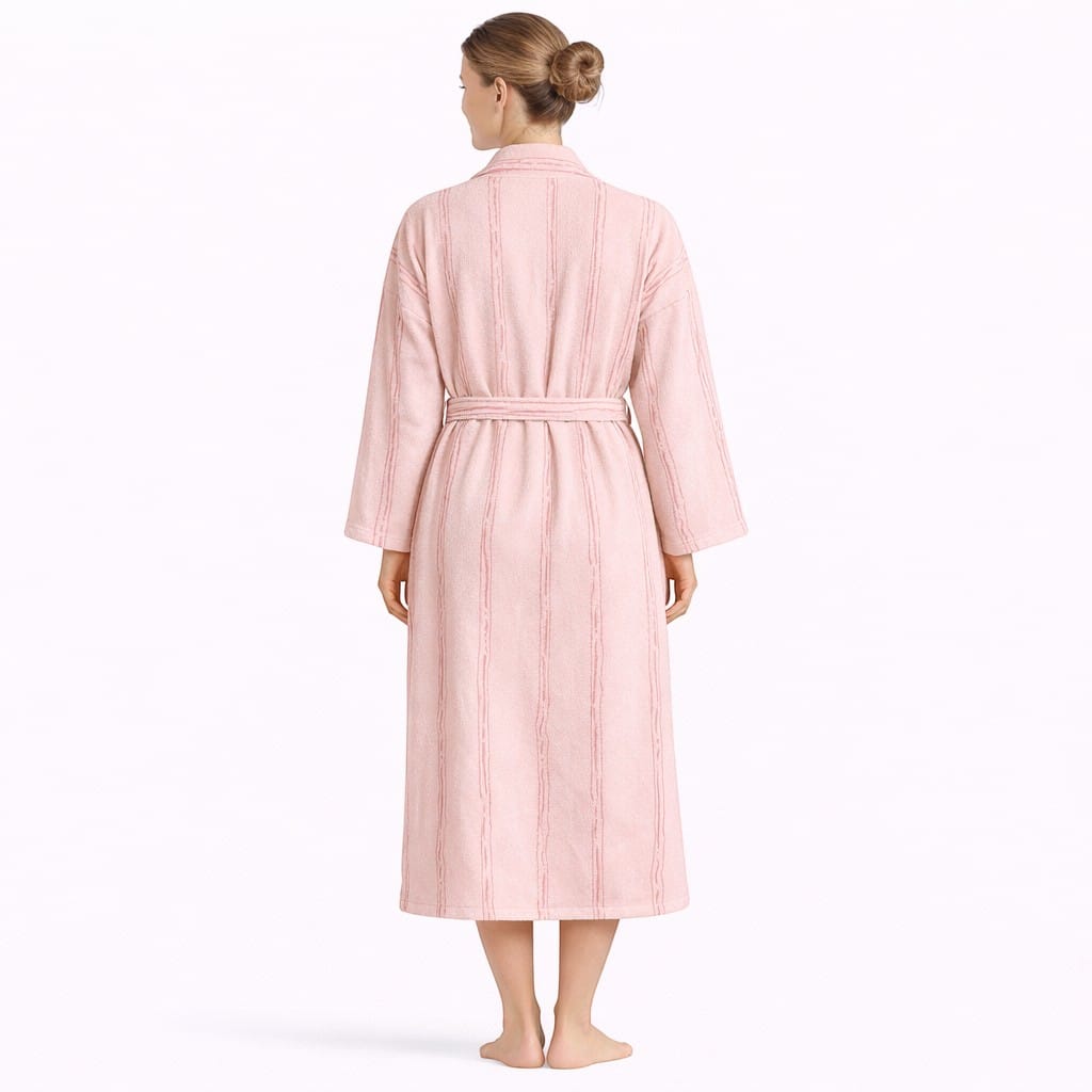 Kimono Femme Polaire Motif Rayé Mi-Long