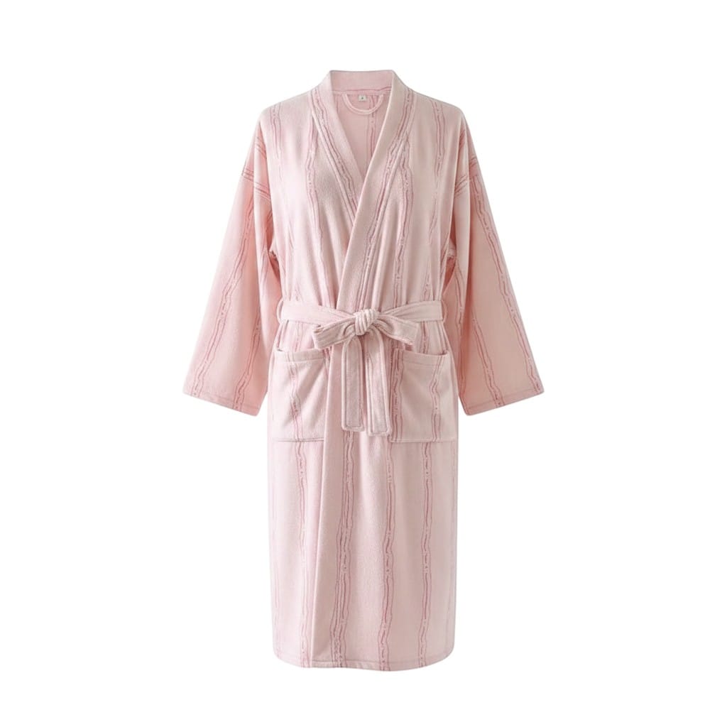 Kimono Femme Polaire Motif Rayé Mi-Long