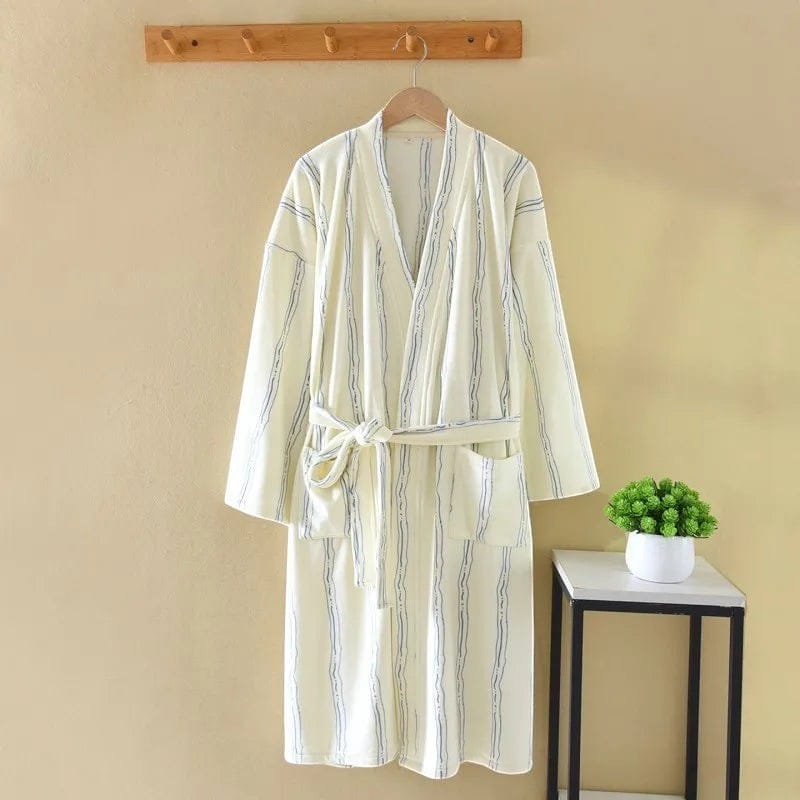 Kimono Femme Polaire Motif Rayé Mi-Long