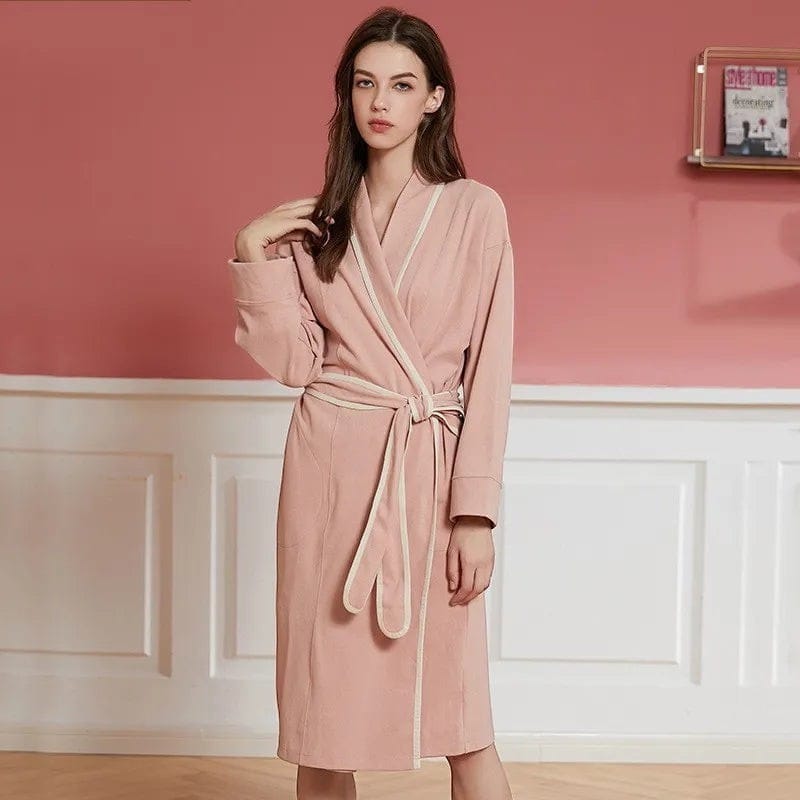 Kimono Femme Polaire Patchwork avec Ceinture Hiver