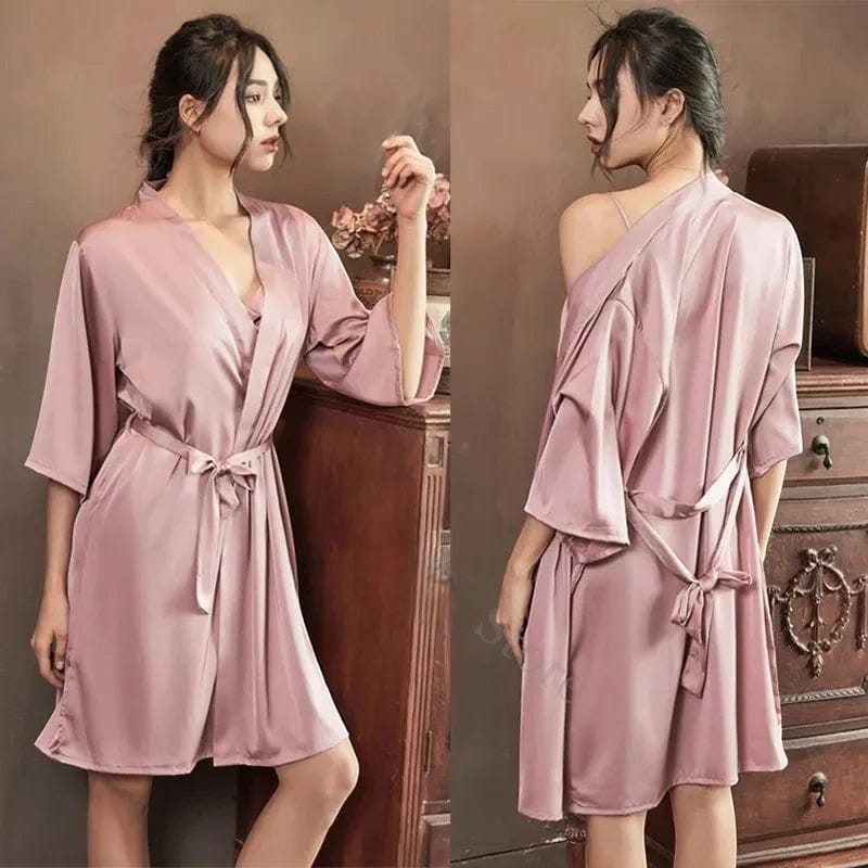 Kimono Femme Satin Court Élégant
