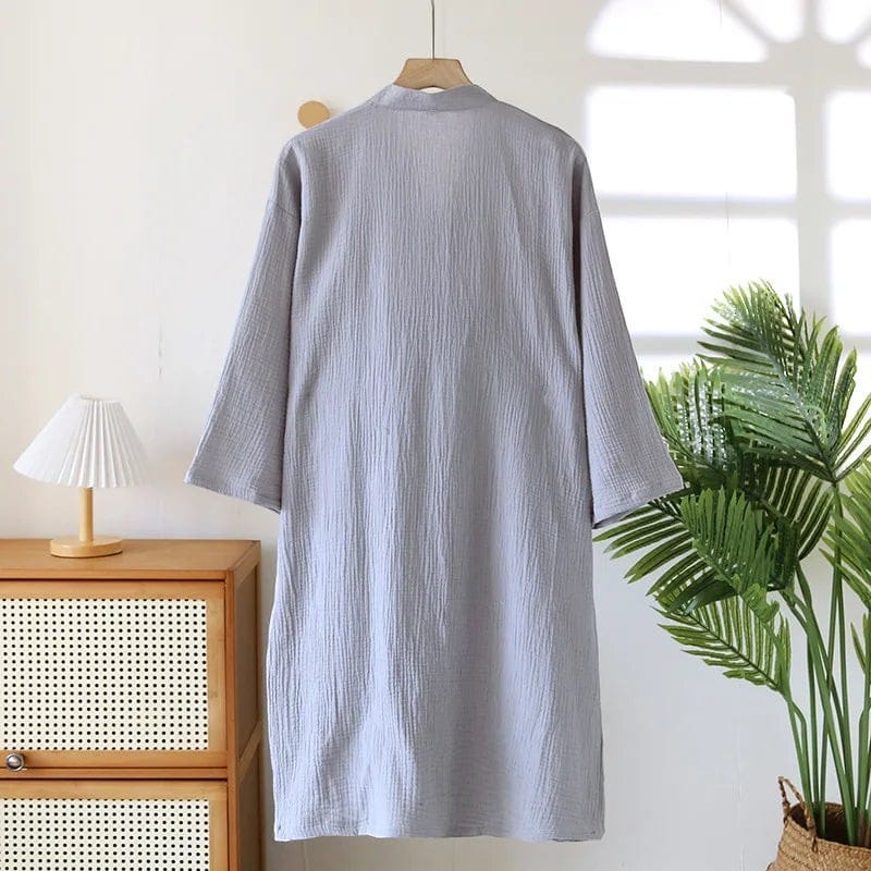 Kimono Homme Coton Brodé Demi-Manches Léger