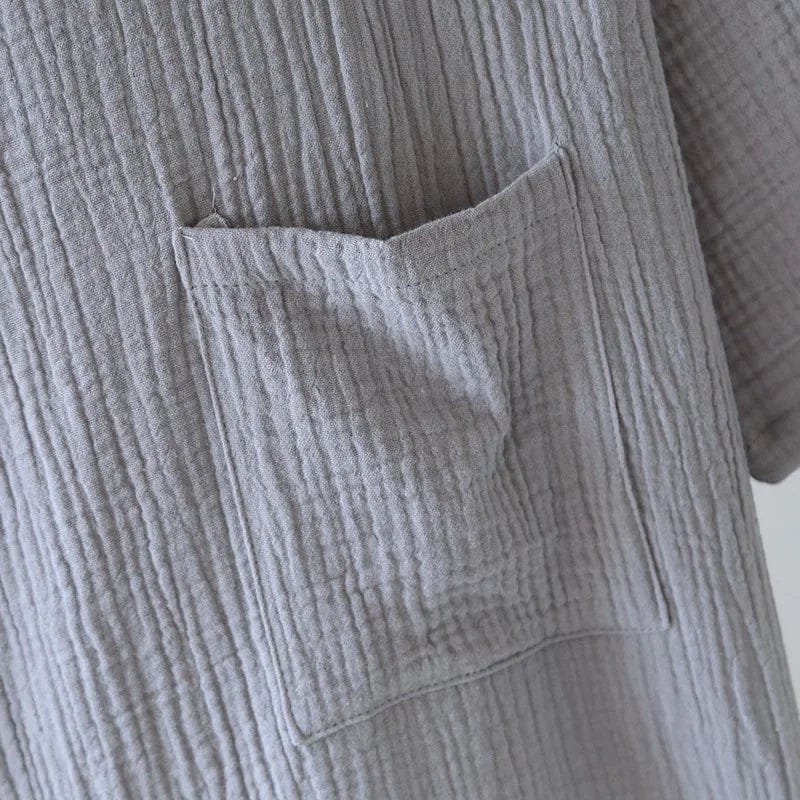 Kimono Homme Coton Brodé Demi-Manches Léger