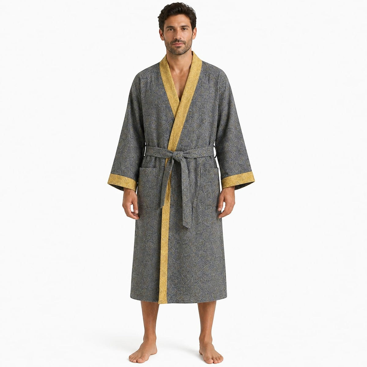 Kimono Homme Coton Jacquard avec Ceinture
