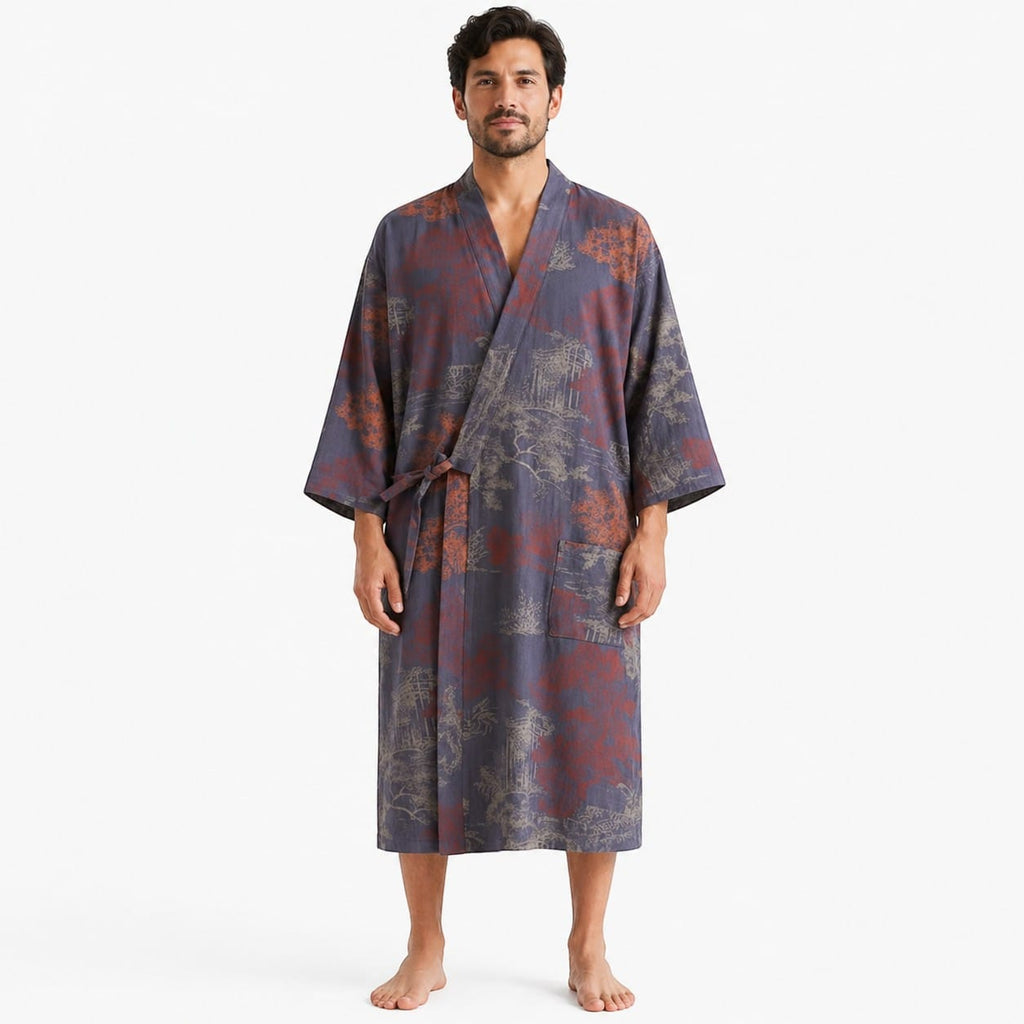 Kimono Homme Coton Jacquard Demi-Manches Mi-Saison