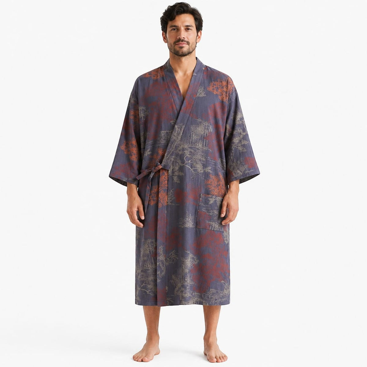 Kimono Homme Coton Jacquard Demi-Manches Mi-Saison