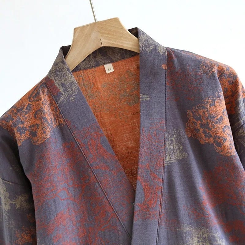 Kimono Homme Coton Jacquard Demi-Manches Mi-Saison