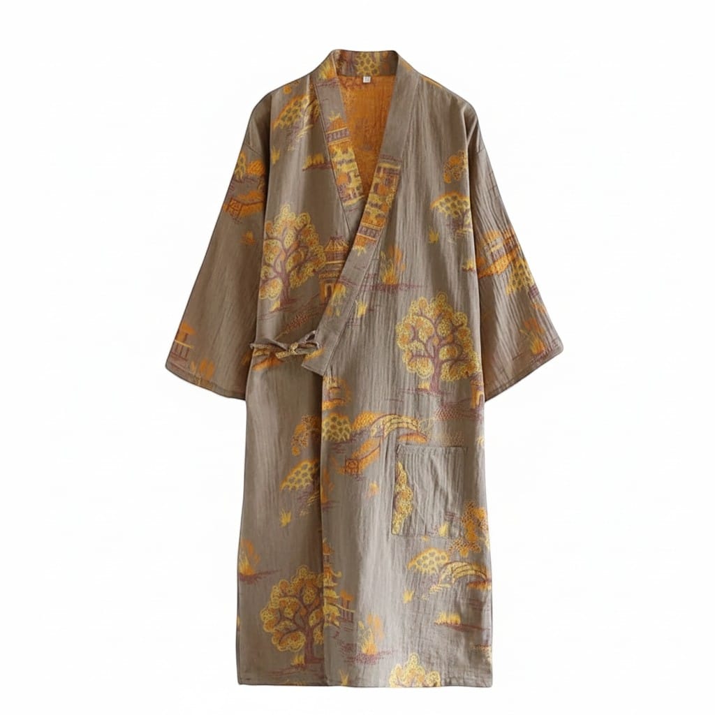 Kimono Homme Coton Jacquard Demi-Manches Mi-Saison