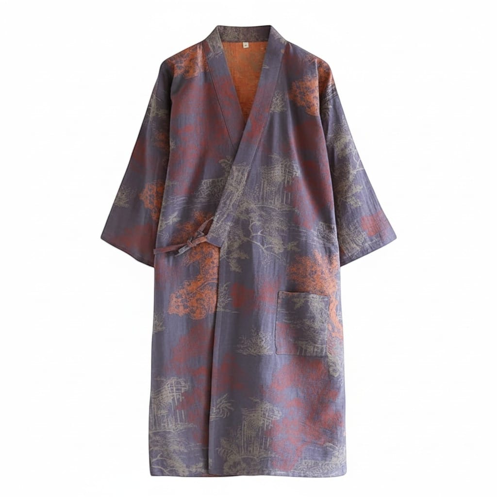 Kimono Homme Coton Jacquard Demi-Manches Mi-Saison