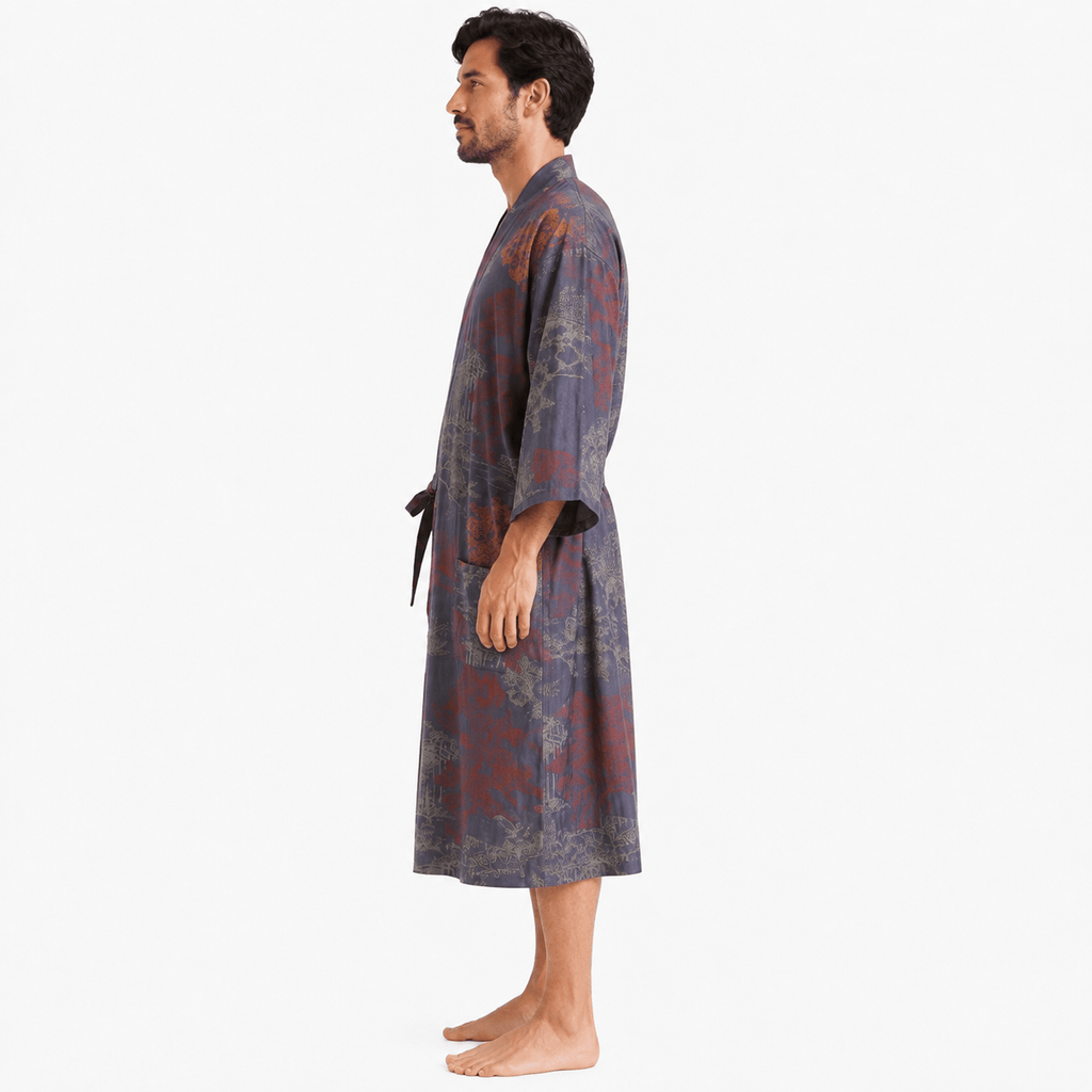 Kimono Homme Coton Jacquard Demi-Manches Mi-Saison