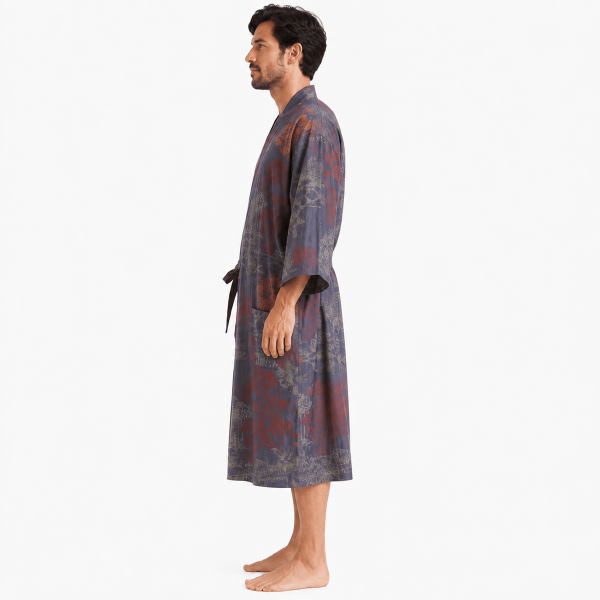 Kimono Homme Coton Jacquard Demi-Manches Mi-Saison